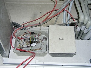 fire-alarm (EPS) wiring behind the wall of the changing room c.F43A